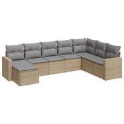 Loungeset 8-delig poly rattan beige