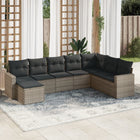 8-piece Lounge Set with Cushions Poly Rattan Grey
