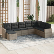 Loungeset 8-delig poly rattan grijs