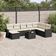 Loungeset 9-delig poly rattan zwart