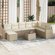 Loungeset 9-delig poly rattan beige