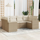 6-piece Lounge Set with cushions poly rattan beige