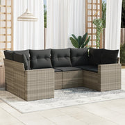 Loungeset 6-delig poly rattan lichtgrijs
