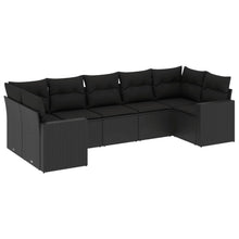 7-Delige Loungeset Met Kussens Poly Rattan Zwart