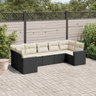 Loungeset poly rattan 7-delig zwart