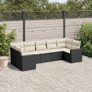 Loungeset poly rattan 7-delig zwart