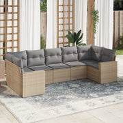 Loungeset 7-delig poly rattan beige
