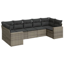 7-Delige Loungeset Met Kussens Poly Rattan Grijs