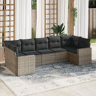 7-piece Lounge Set with Cushions poly rattan grey