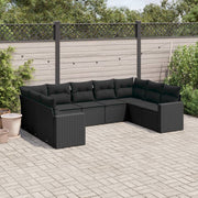 Loungeset 9-delig poly rattan zwart