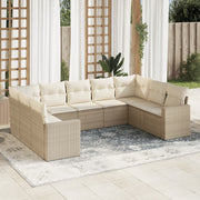 Loungeset 9-delig poly rattan beige