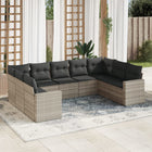 Loungeset poly rattan 9-delig lichtgrijs