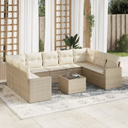 Loungeset 10-delig poly rattan beige