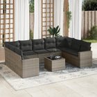 Loungeset poly rattan grijs 10-delig