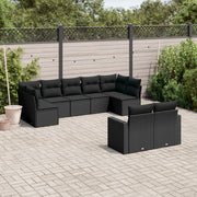 Loungeset 9-delig poly rattan zwart