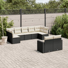 9-piece Lounge Set with cushions poly rattan black