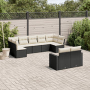 Loungeset 9-delig poly rattan zwart