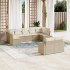 9-piece Lounge Set with Cushions Poly Rattan Beige