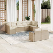 Loungeset 9-delig poly rattan beige