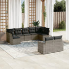9-piece Loungeset with cushions poly rattan grey