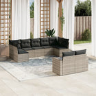 9-piece Lounge Set with Cushions Poly Rattan Light Grey