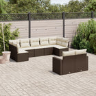 9-piece Lounge Set with Cushions Poly Rattan Brown