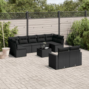 Loungeset 10-delig poly rattan zwart