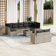 Loungeset poly rattan 10-delig lichtgrijs