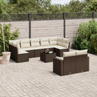 Loungeset poly rattan bruin 10-delig