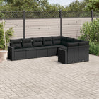 9-piece Lounge Set with cushions poly rattan black