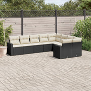 Loungeset 9-delig poly rattan zwart