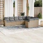 9-piece Lounge Set with Cushions Poly Rattan Beige