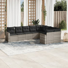 9-piece Lounge Set with Cushions Poly Rattan Light Grey