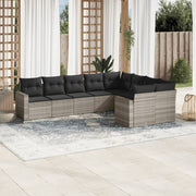Loungeset 9-delig poly rattan lichtgrijs