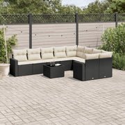 Loungeset 10-delig poly rattan zwart