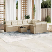 Loungeset 10-delig poly rattan beige