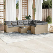 Loungeset 10-delig poly rattan beige