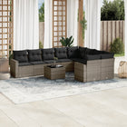 10-piece Lounge Set with Cushions Poly Rattan Grey