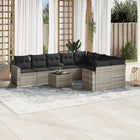 10-piece Lounge Set with Cushions Poly Rattan Light Grey