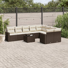 Loungeset poly rattan 10-delig bruin