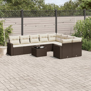 Loungeset poly rattan 10-delig bruin
