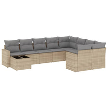 10-Delige Loungeset Met Kussens Poly Rattan Beige