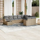 10-piece Lounge Set with Cushions Poly Rattan Beige