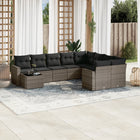 10-piece Lounge Set with Cushions Poly Rattan Grey