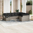 10-piece Lounge Set with Cushions Poly Rattan Light Grey