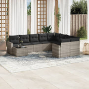 10-piece Lounge Set with Cushions Poly Rattan Light Grey