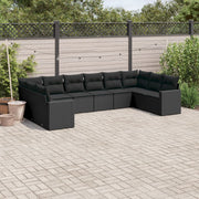 Loungeset 10-delig poly rattan zwart