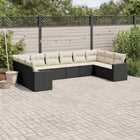 10-piece Loungeset with Cushions Poly Rattan Black