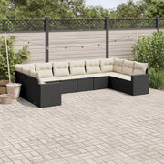 Loungeset 10-delig poly rattan zwart