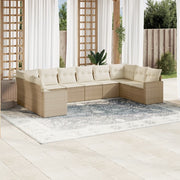 Loungeset 10-delig poly rattan beige